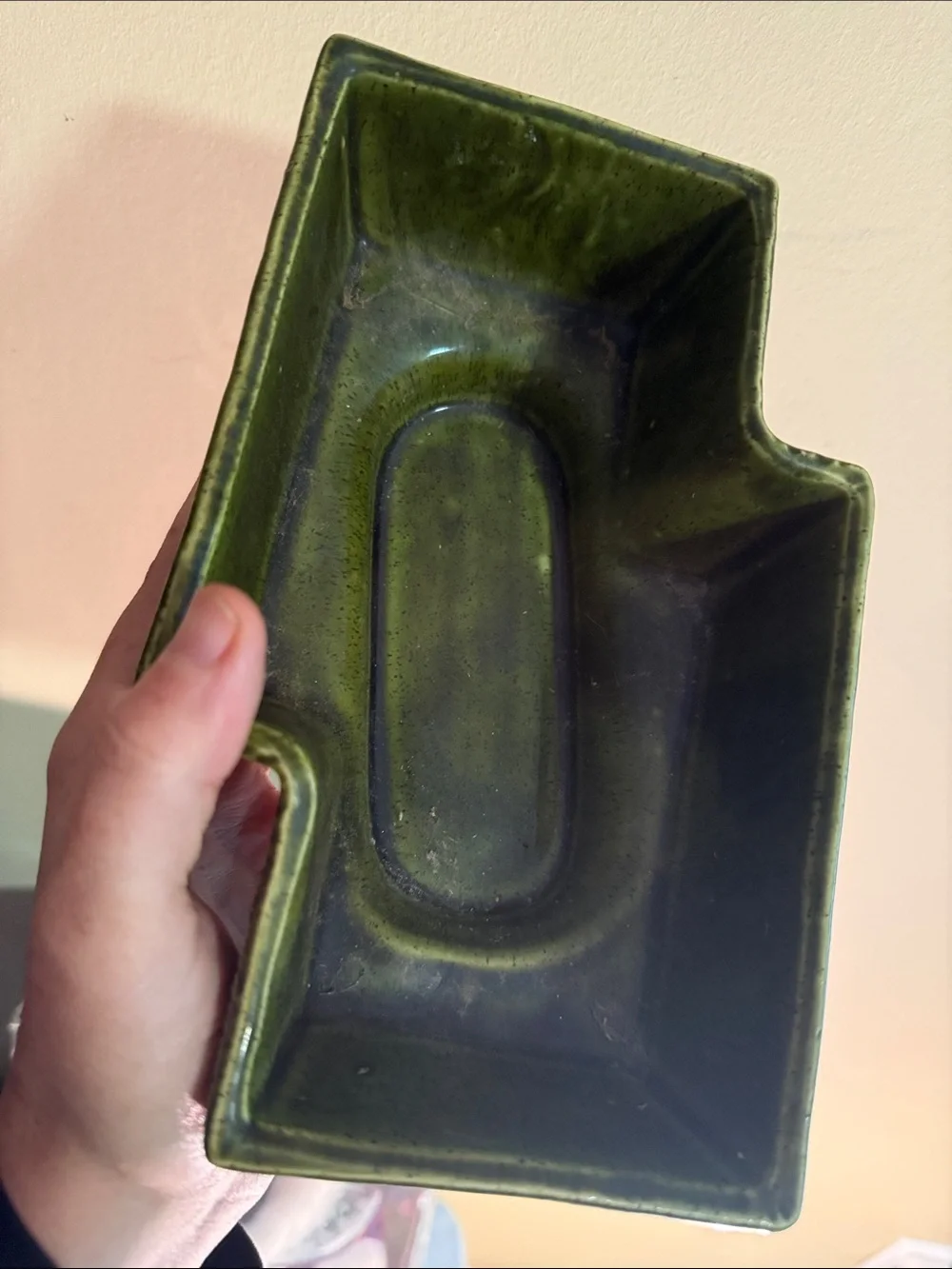 Vintage UPCO Green Geometric Ceramic Planter